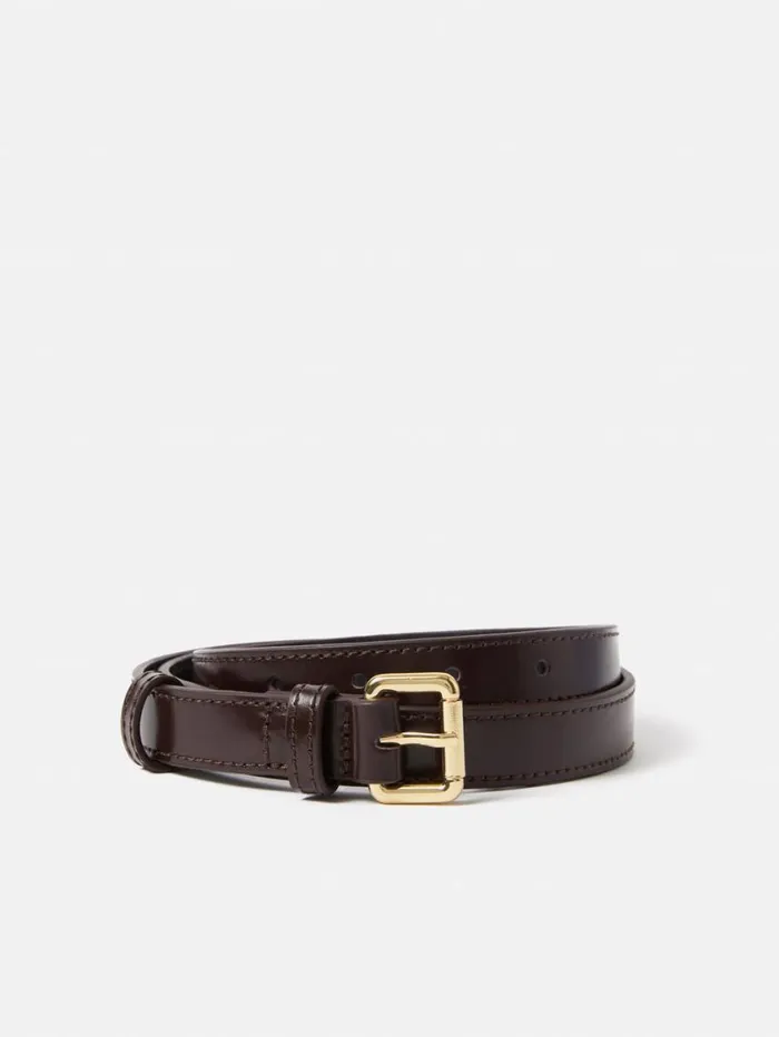 Jigsaw Skinny Leather Belt Conker Women Belts