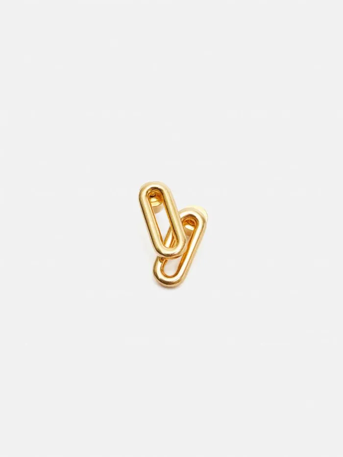 Jigsaw Small Link Stud Earrings Gold Women Party