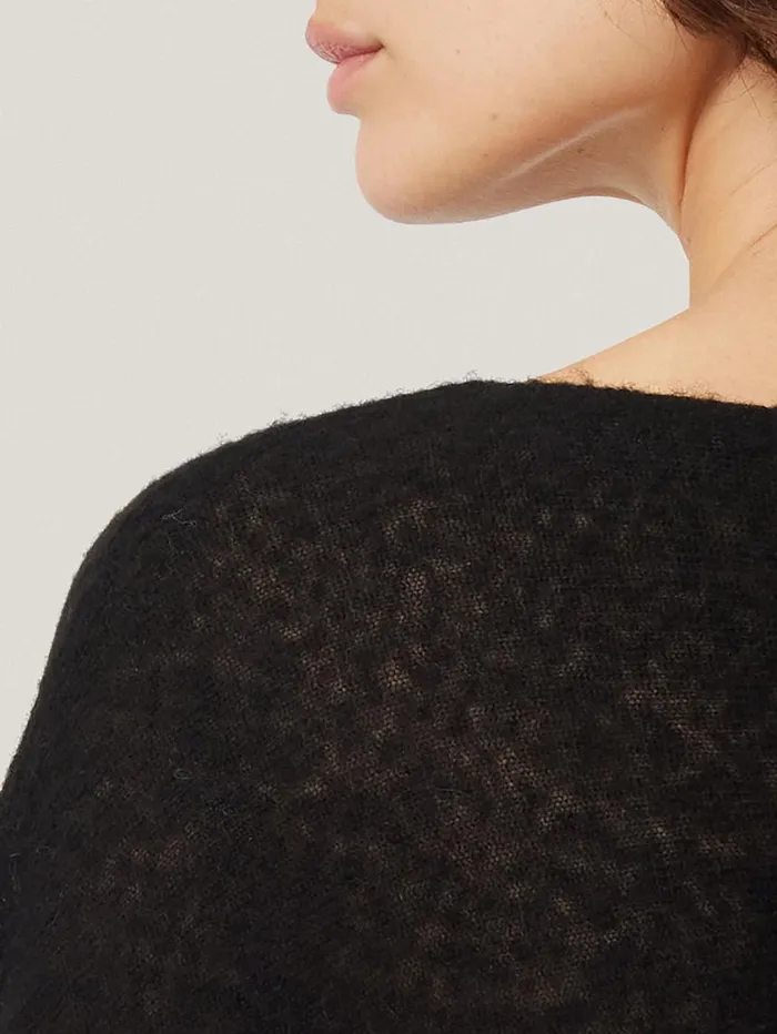 Jigsaw Soft Gauzy Knit Poncho Jumper Black Women Knitwear and Cashmere