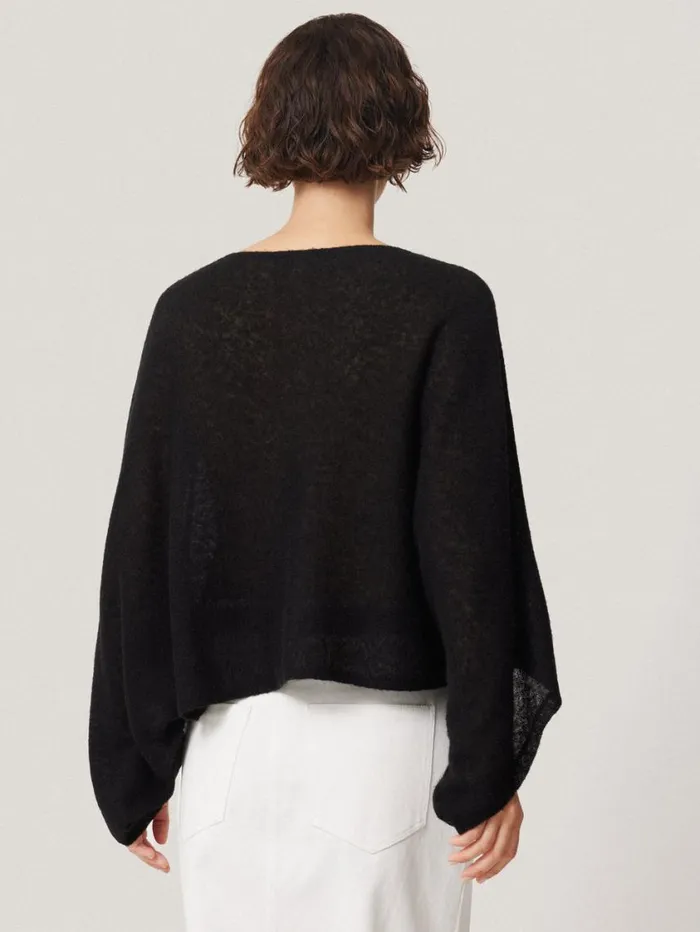 Jigsaw Soft Gauzy Knit Poncho Jumper Black Women Knitwear and Cashmere