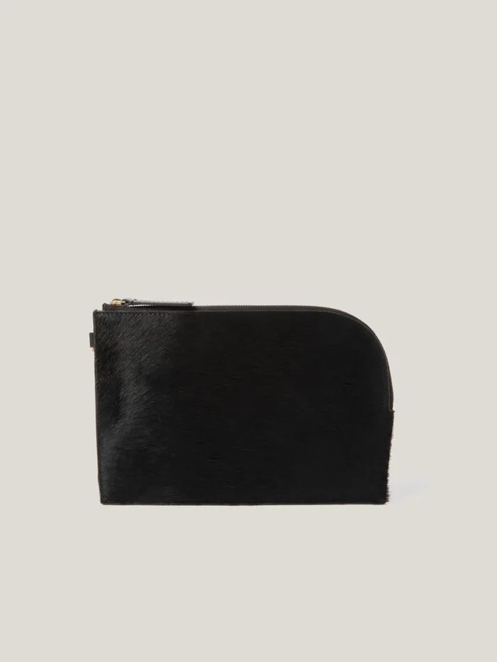 Jigsaw Sophia Calf Hair Pouch Black Women Wallets and Card Holders