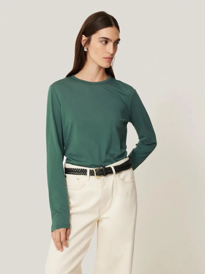 Jigsaw Supima Cotton Long Sleeve Tee Frozen Pine Women Pyjamas and Loungewear