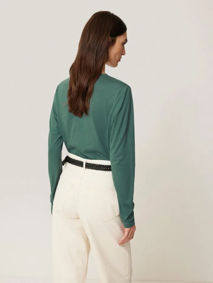 Jigsaw Supima Cotton Long Sleeve Tee Frozen Pine Women Pyjamas and Loungewear