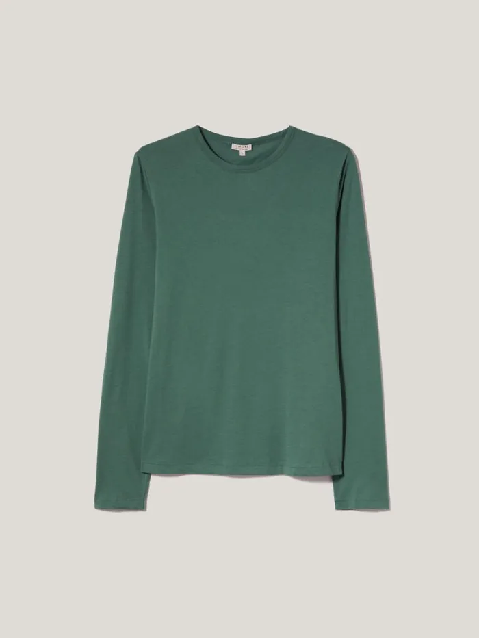 Jigsaw Supima Cotton Long Sleeve Tee Frozen Pine Women Pyjamas and Loungewear