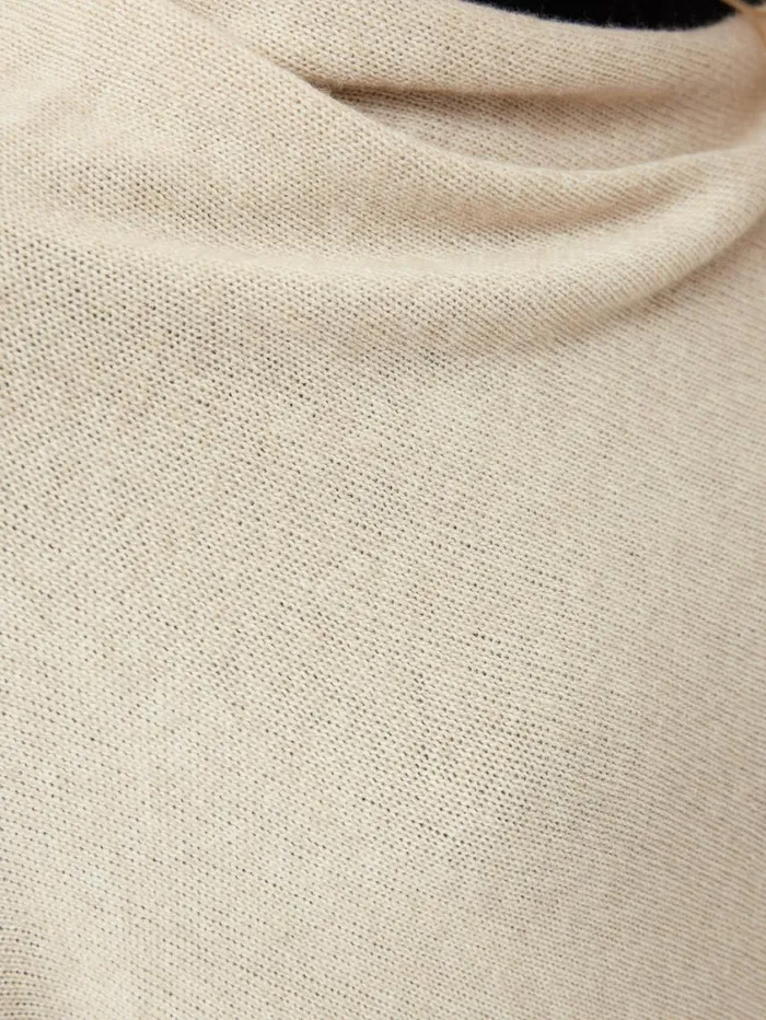 Jigsaw Wool Cashmere Blend Border Poncho Cream Women Ponchos and Scarves