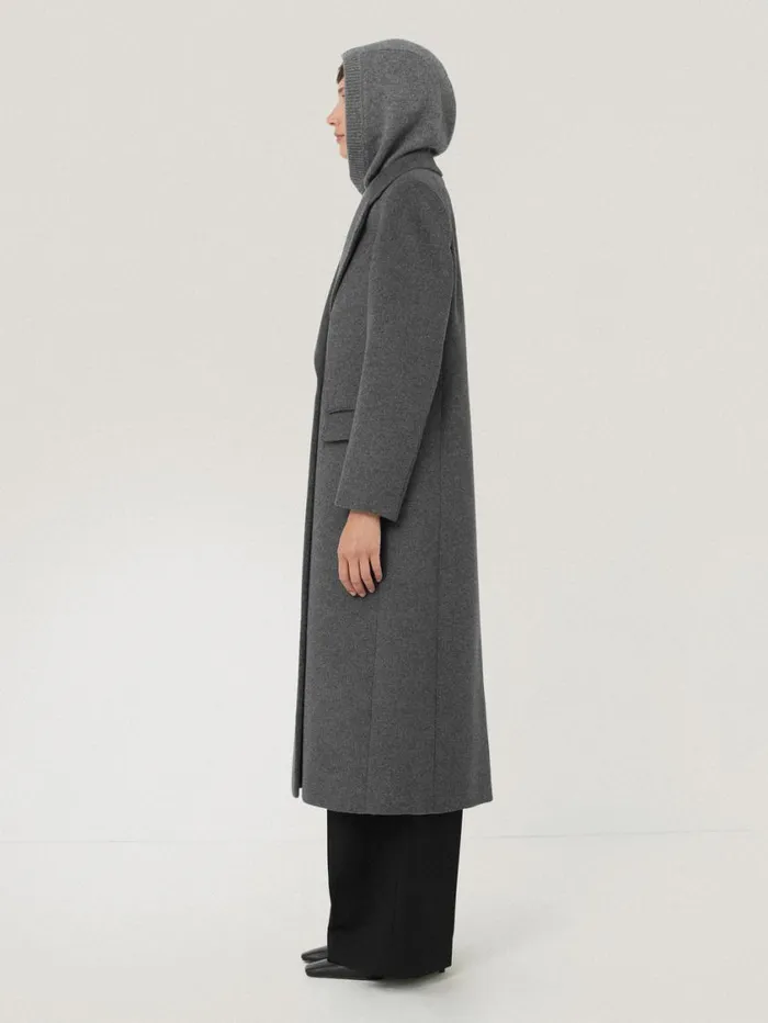 Jigsaw Wool Cashmere Blend Hooded Snood Grey Women Knitwear and Cashmere
