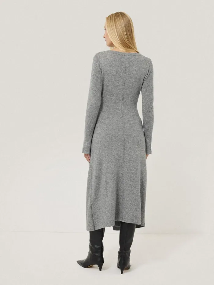 Jigsaw Wool Cashmere Blend Knot Dress Grey Women Dresses and Jumpsuits