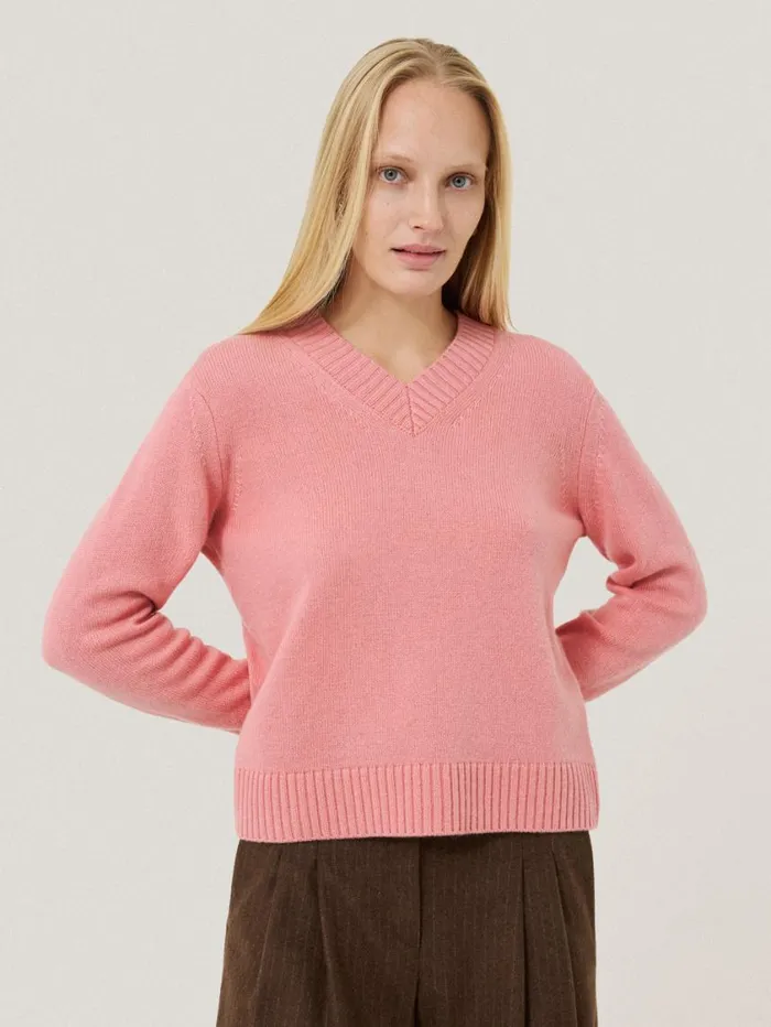 Jigsaw Wool Cashmere Blend V Neck Pink Women Knitwear and Cashmere