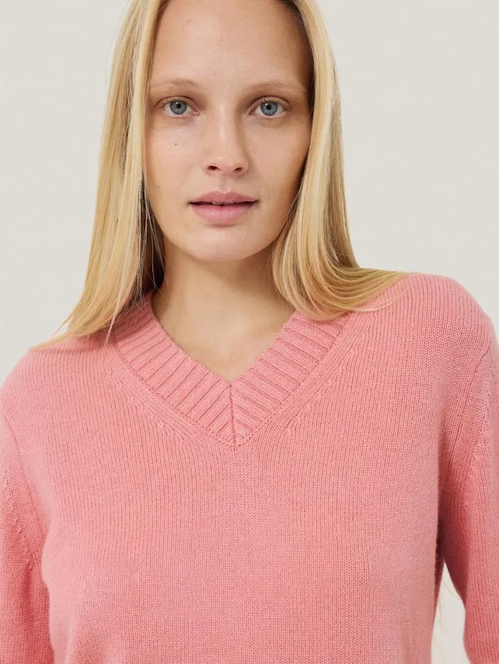 Jigsaw Wool Cashmere Blend V Neck Pink Women Knitwear and Cashmere