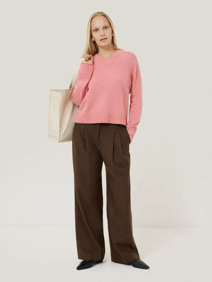 Jigsaw Wool Cashmere Blend V Neck Pink Women Knitwear and Cashmere