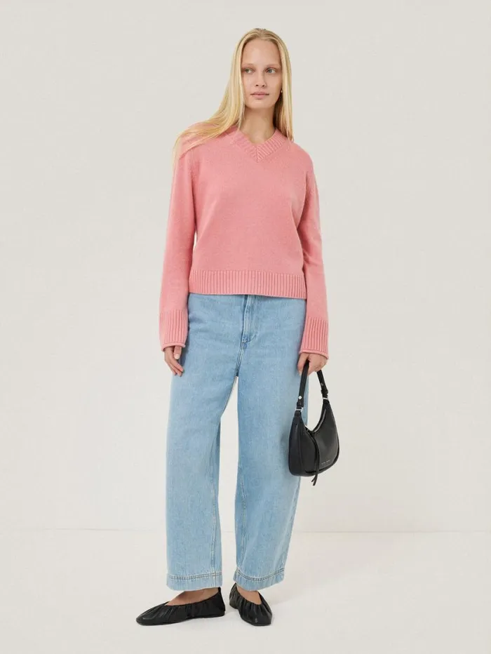 Jigsaw Wool Cashmere Blend V Neck Pink Women Knitwear and Cashmere