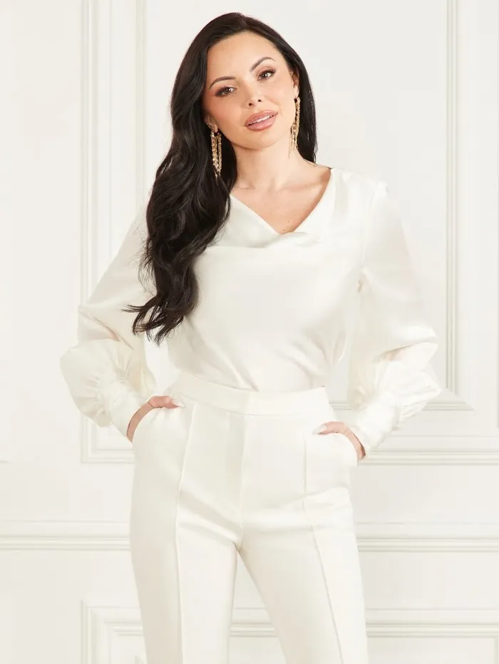 Jothi Satin Blouse Pale Pearl Tops GUESS Women Jothi Satin Blouse Pale Pearl Tops GUESS Women