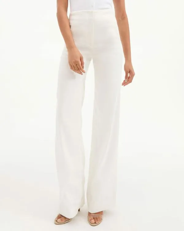 Jude WideLeg Linen Pant Offwhite Women Veronica Beard Pants