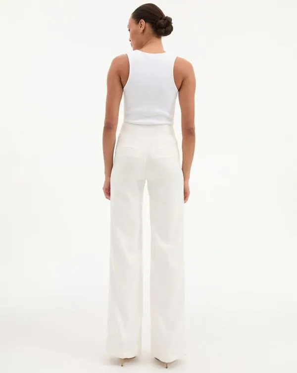 Jude WideLeg Linen Pant Offwhite Women Veronica Beard Pants