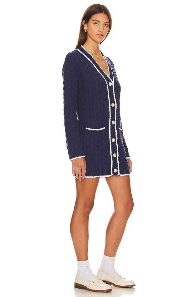 Julienne Cable Knit Dress Navy and Ivory Women Lovers and Friends Sweaters and Knits Julienne Cable Knit Dress Navy and Ivory Women Lovers and Friends Sweaters and Knits