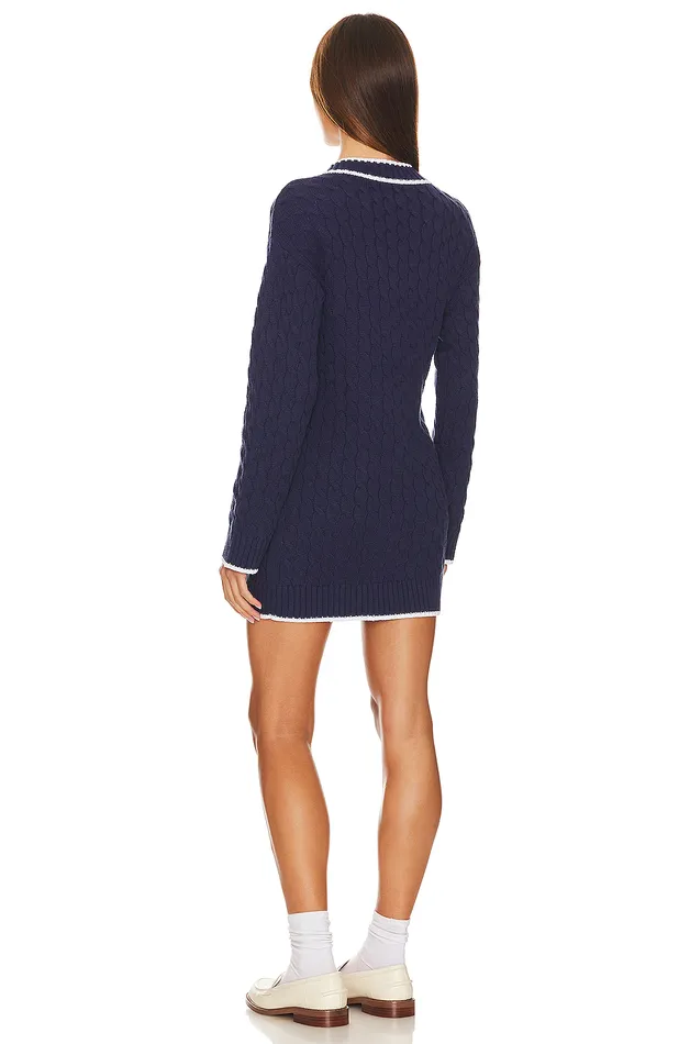 Julienne Cable Knit Dress Navy and Ivory Women Lovers and Friends Sweaters and Knits Julienne Cable Knit Dress Navy and Ivory Women Lovers and Friends Sweaters and Knits