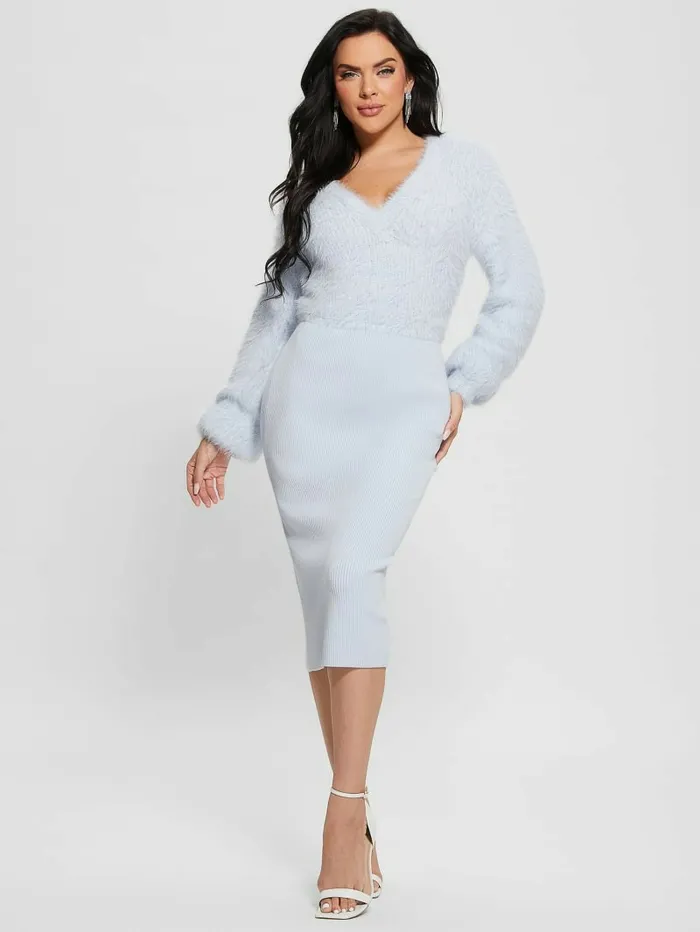 Kari VNeck Sweater Dress Sky High Multi Women Dresses and Jumpsuits GUESS