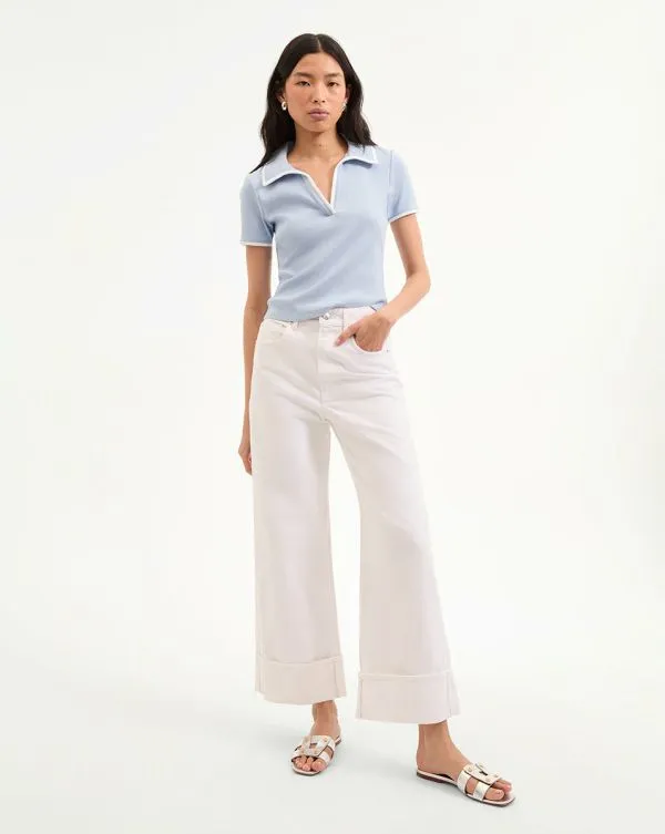 Kearney Tee With Contrast Piping Bluebell Women Veronica Beard Tops Kearney Tee With Contrast Piping Bluebell Women Veronica Beard Tops