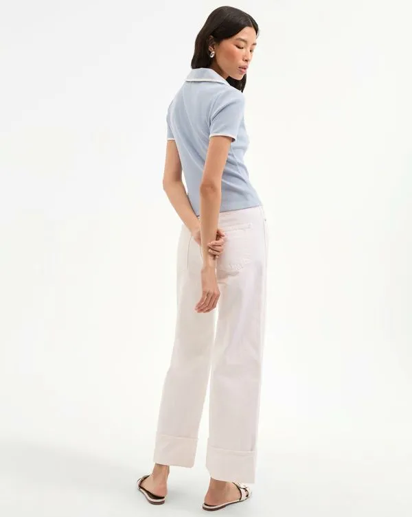 Kearney Tee With Contrast Piping Bluebell Women Veronica Beard Tops Kearney Tee With Contrast Piping Bluebell Women Veronica Beard Tops