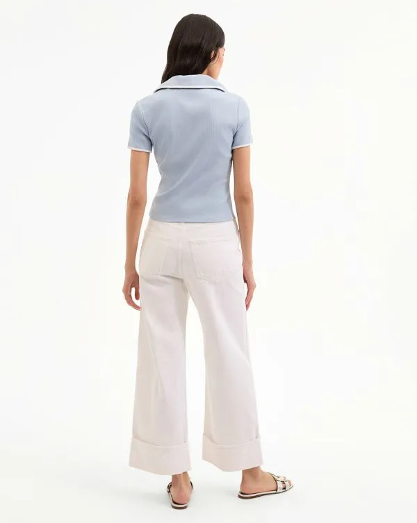 Kearney Tee With Contrast Piping Bluebell Women Veronica Beard Tops Kearney Tee With Contrast Piping Bluebell Women Veronica Beard Tops