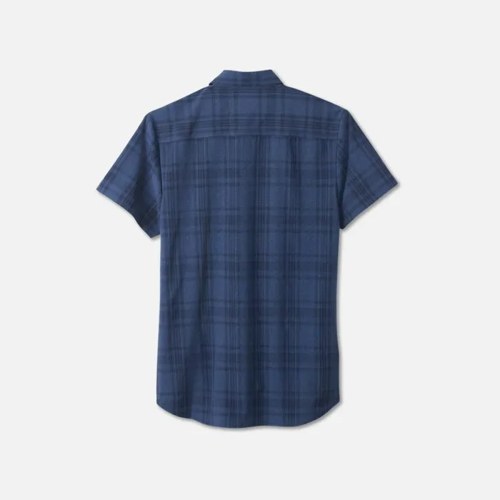 Kenneth Cole Casual Check Button Down Short Sleeve Shirt Navy Men Casual Shirts