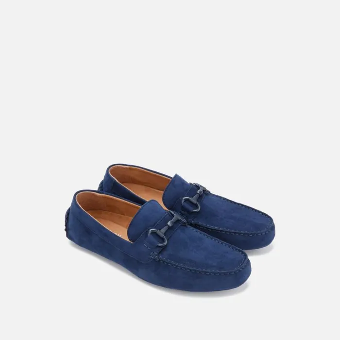 Kenneth Cole Dawson Vegan Suede Horsebit Driver Navy Men Loafers