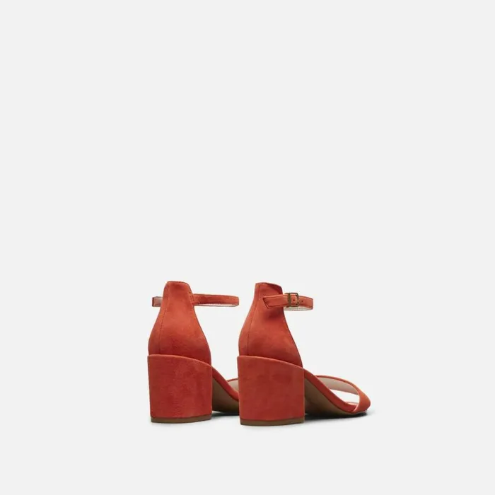 Kenneth Cole Hannon Block Heel Suede Sandal Persimmon Women Heels