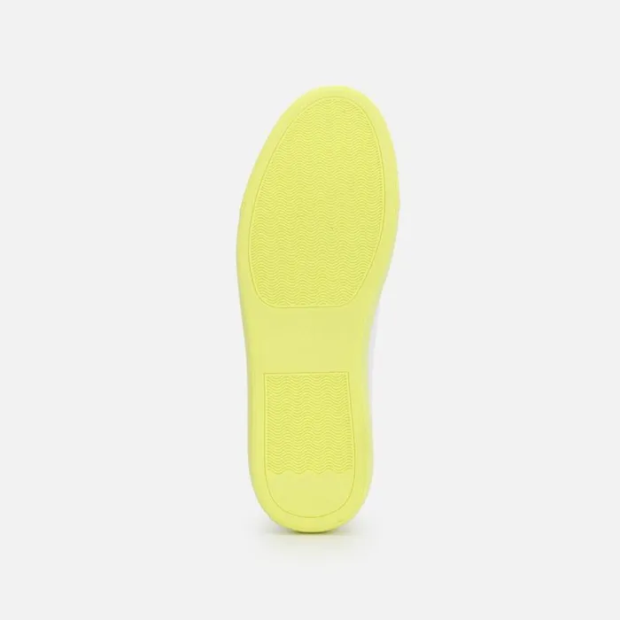 Kenneth Cole Kam Accent Leather Sneaker Whiteneon Yellow Women Sneakers