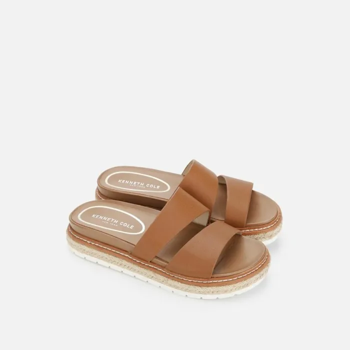 Kenneth Cole Laney Jute Wrapped Slide With Eva Cognac Women Sandals