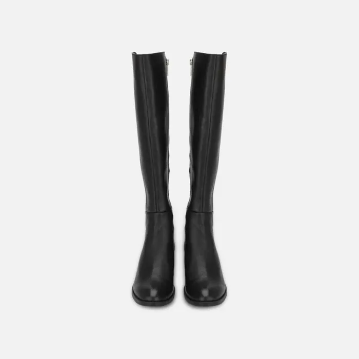 Kenneth Cole Levon Leather and Rib Knit Knee High Boot Black Women Boots Booties