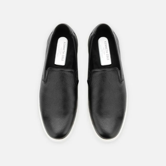 Kenneth Cole Liam Pebbled Leather SlipOn Sneaker Black Men Loafers