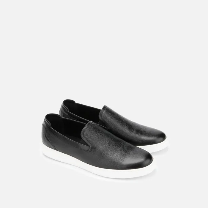 Kenneth Cole Liam Pebbled Leather SlipOn Sneaker Black Men Loafers