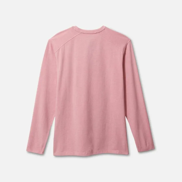 Kenneth Cole Organic Cotton Blend Long Sleeved Henley Tee Coral Melange Men TShirts Polos