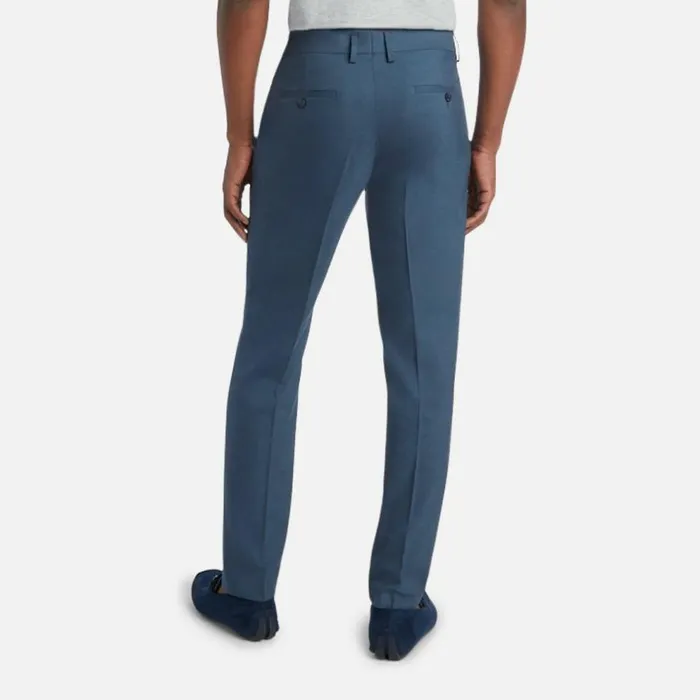 Kenneth Cole Premium Stretch Twill Slim Fit Flex Waistband Flat Front Dress Pant Chambray Men Bottoms