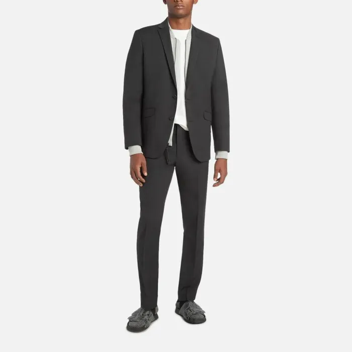 Kenneth Cole ReadyFlex ModernFit Straight Leg Suit Pant Grey Check Men Bottoms