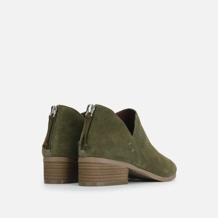 Kenneth Cole Side Skip Suede Ankle Bootie Olive Women Boots Booties