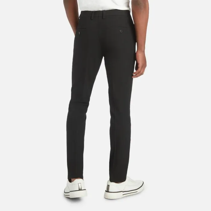 Kenneth Cole Stretch Solid Skinny Fit Flex Waistband Flat Front Dress Pant Black Men Bottoms
