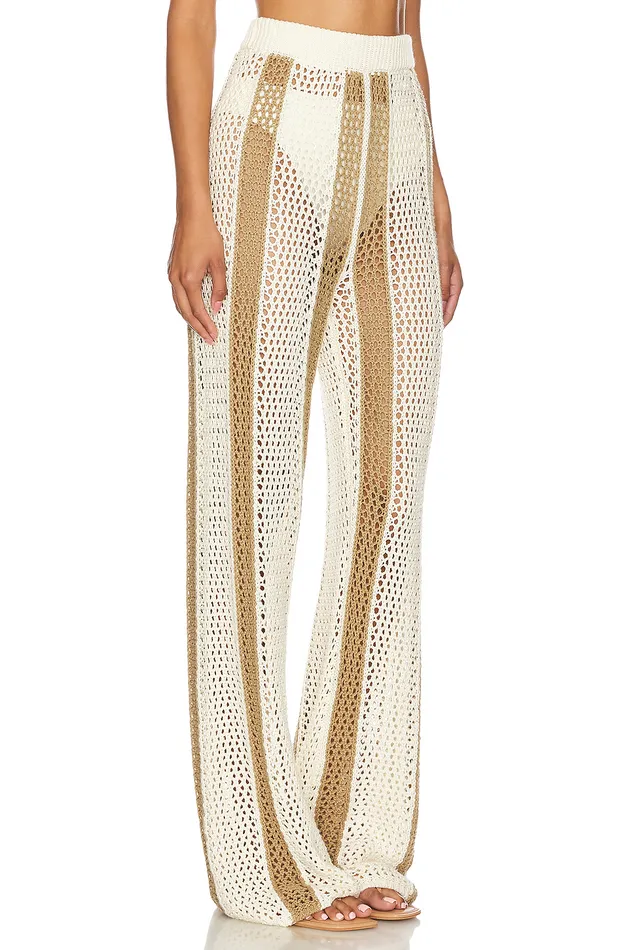 Kerim Stripe Pant Ivory and Beige Stripe Women Lovers and Friends Pants