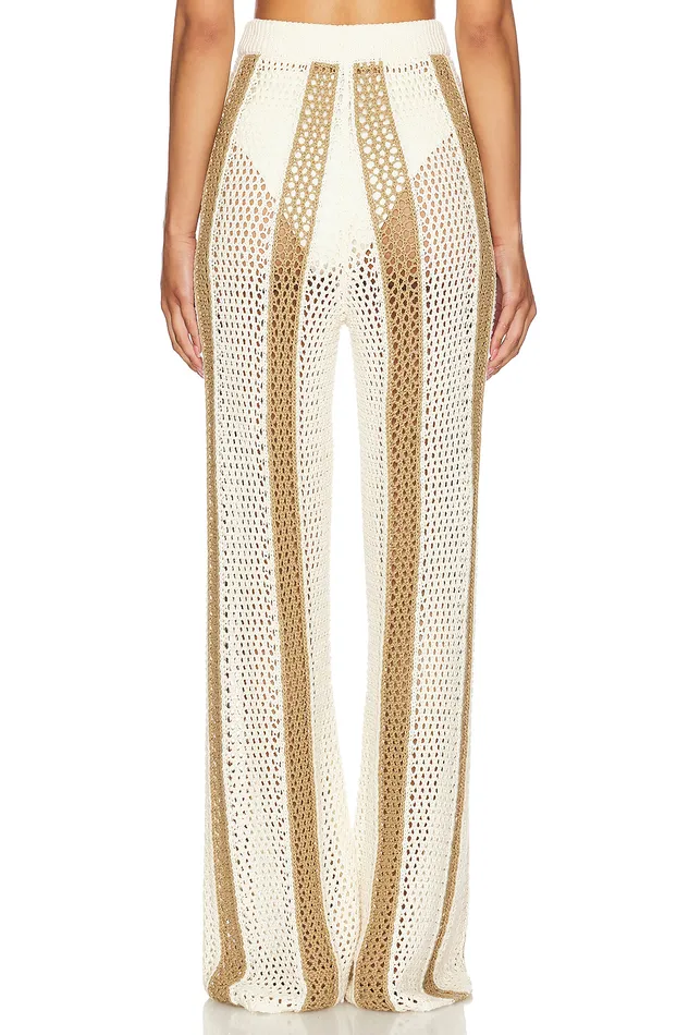 Kerim Stripe Pant Ivory and Beige Stripe Women Lovers and Friends Pants