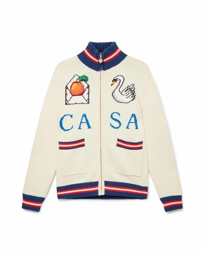 Knitwear Men Casablanca Paris Casa Swan Zip Up Jacket