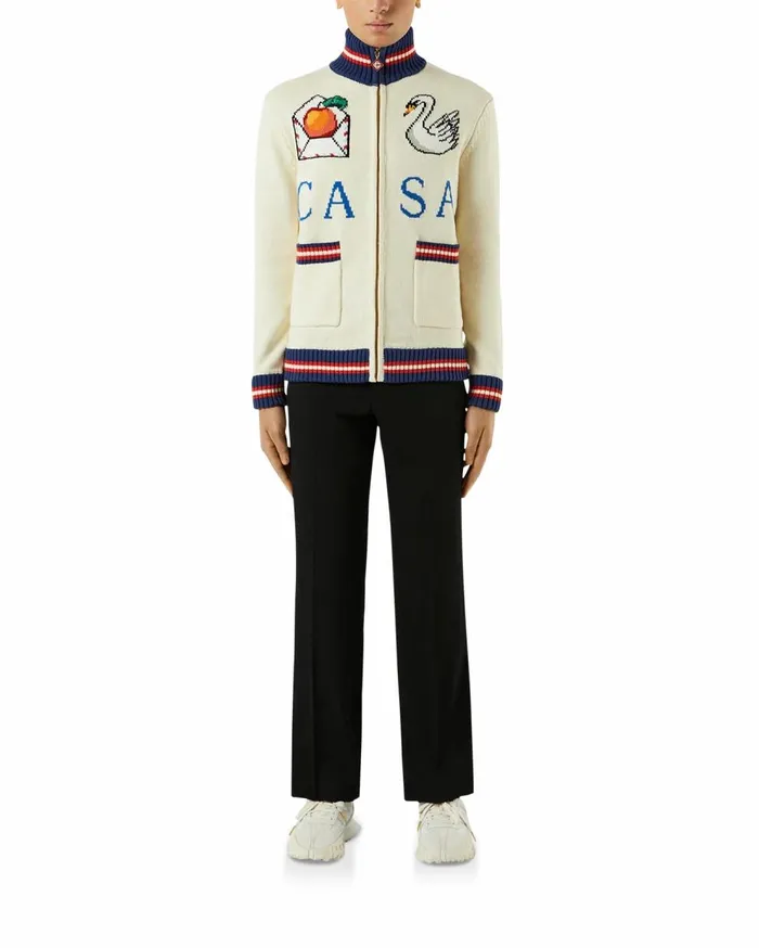 Knitwear Men Casablanca Paris Casa Swan Zip Up Jacket