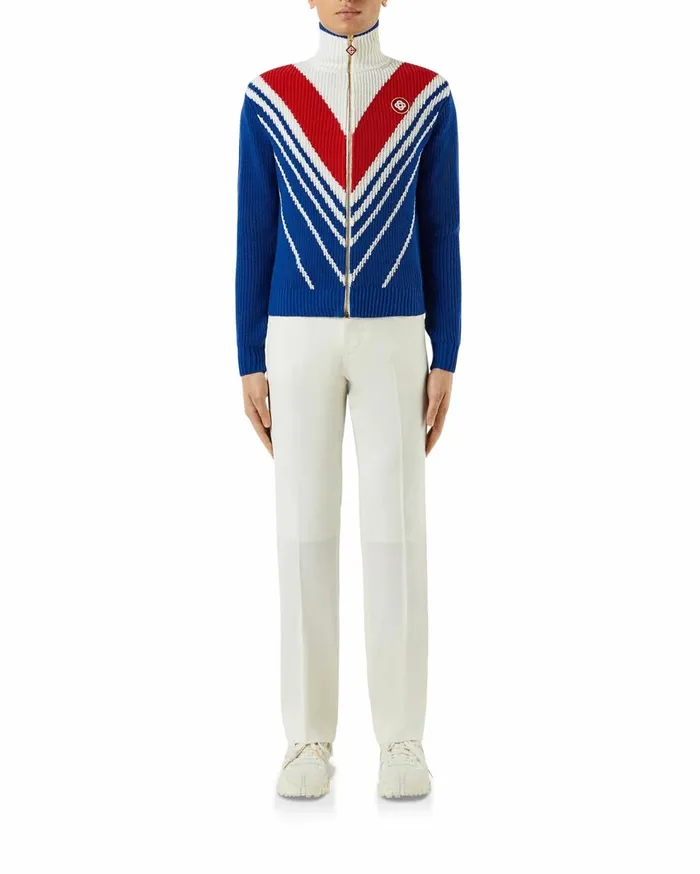 Knitwear Men Casablanca Paris Chevron Zip Up Jumper