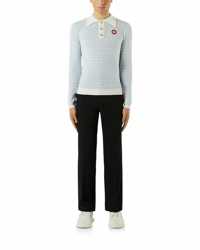 Knitwear Men Casablanca Paris Cotton Knit Striped Polo Shirt