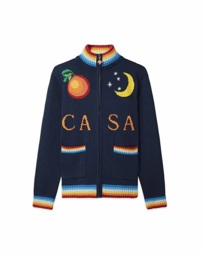 Knitwear Men Casablanca Paris Navy Casa Club Jacket