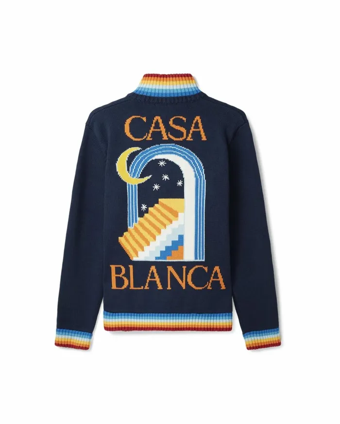 Knitwear Men Casablanca Paris Navy Casa Club Jacket Knitwear Men Casablanca Paris Navy Casa Club Jacket