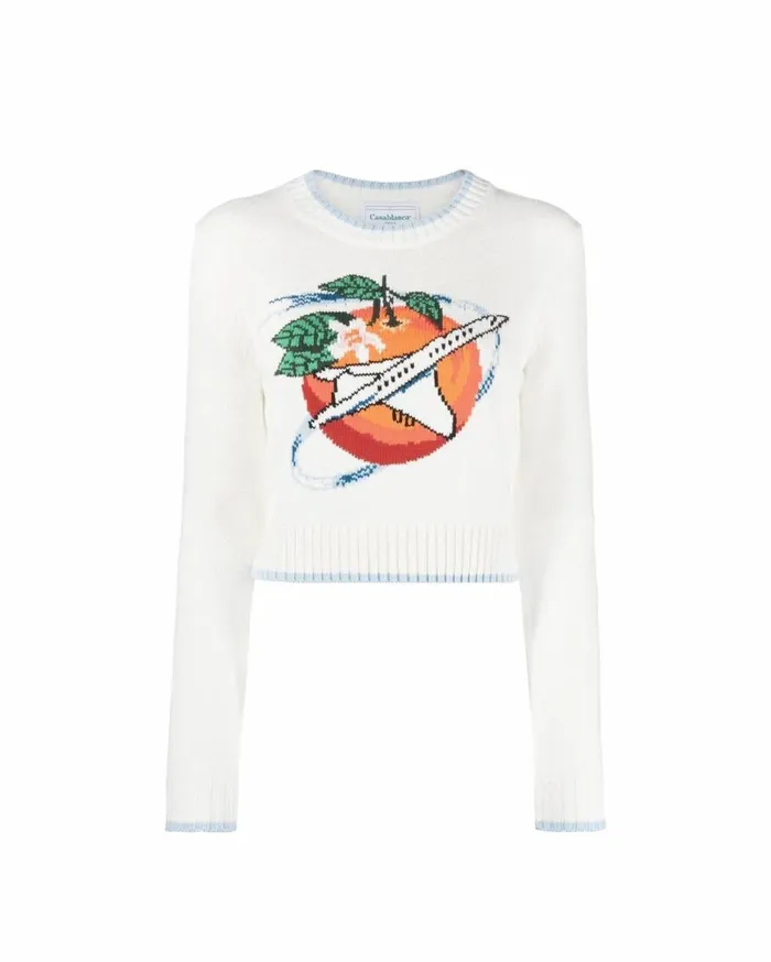 Knitwear Women Casablanca Paris Orbite Autour De L039Orange Crew Neck Jumper