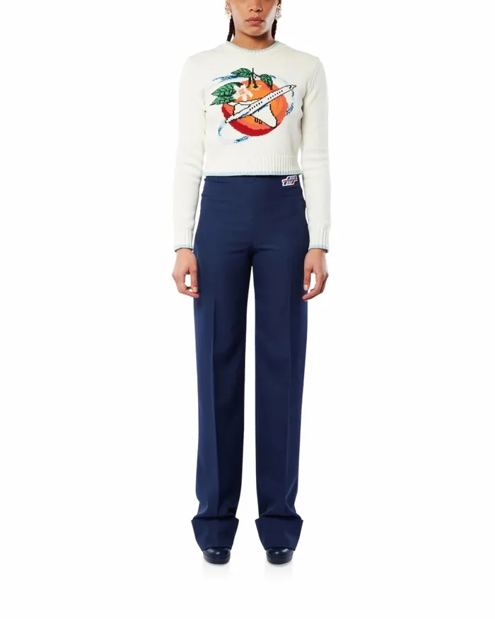 Knitwear Women Casablanca Paris Orbite Autour De L039Orange Crew Neck Jumper