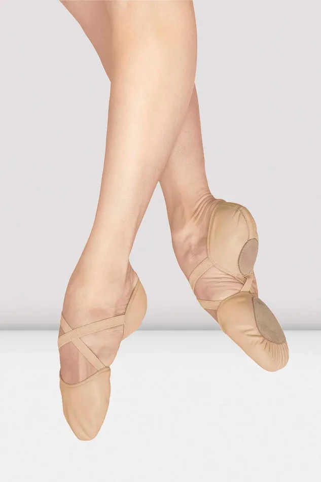 Ladies Elastosplit Canvas Ballet Shoes Light Sand Canvas Adult Ballet Bloch