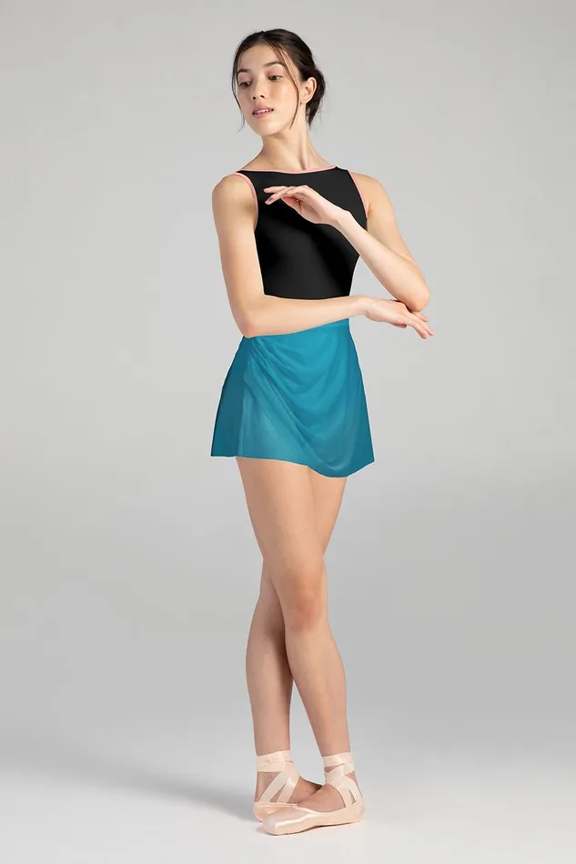 Ladies Lyric Mesh Wrap Skirt Kingfisher Performance Bloch Adult