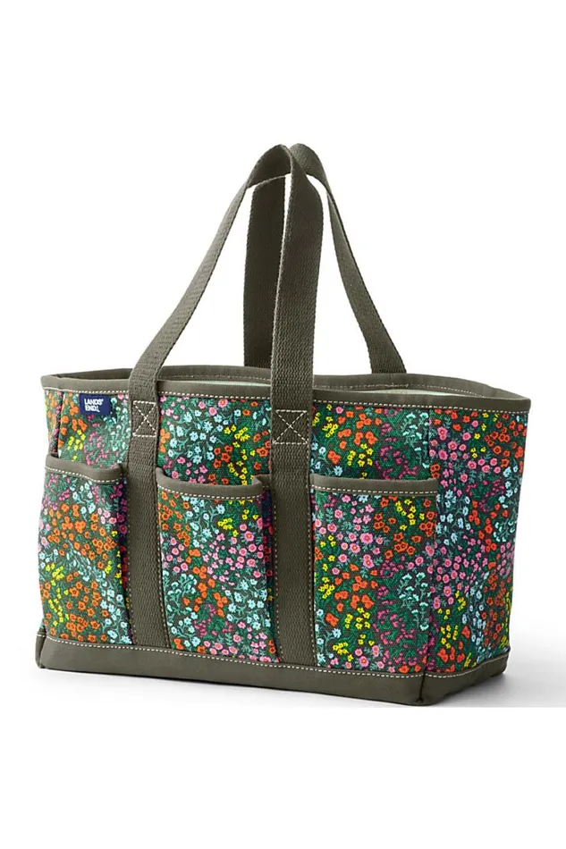 Lands039 End Accessories Men Print Multi Purpose Canvas Tote Bag Forest Moss Mini Floral
